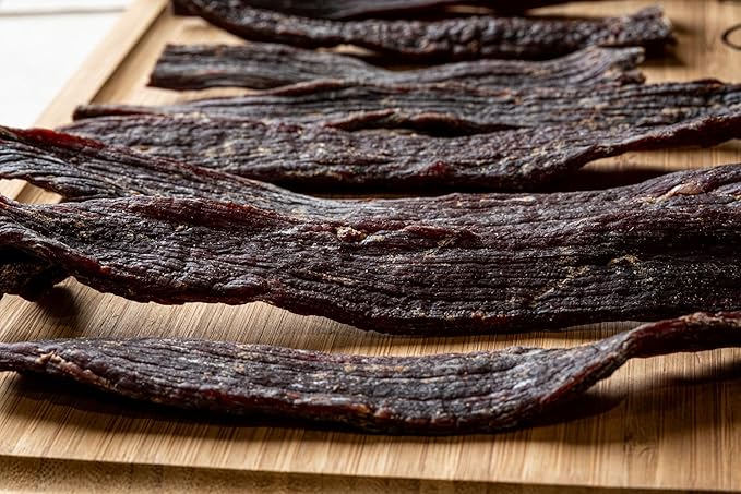 Enjoy Black Beef Jerky 16 oz (Pack of 1) | Traditional Style | High Protein | Low Fat | Zero Trans Fat | No Preservatives | No MSG | No Nitrites | USA Made | Resealable Bag