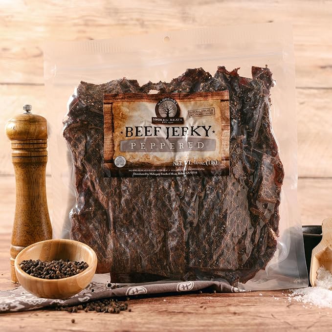 Mahogany Smoked Meats: Peppered Beef Jerky - 16oz
