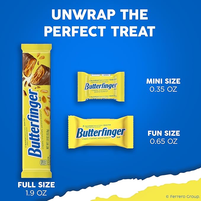 Butterfinger Full Size Candy Bar 18 Count Crispety Crunchety Peanut-Buttery On-The-Go Sweet Treat 1.9 oz Each