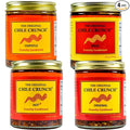 CHILE CRUNCH - Crunchy Condiment - All Natural Roasted Chili Peppers Garlic &amp Onion Crisp Sauce - Vegan Gluten-Free No Preservatives - Homemade Authentic Mexican Recipe Variety Pack of 4