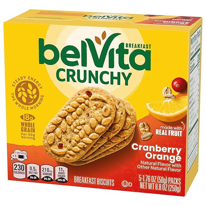 belVita Breakfast Bars Biscuits Cranberry Orange 30 Total Packs 6 Boxes (4 Biscuits Per Pack) (Pack of 2)