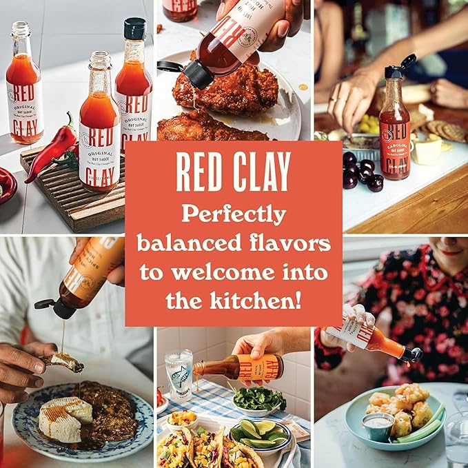 Red Clay Hot Sauce &amp Hot Honey Whole Shebang Variety Pack (Original Carolina Hot Verde Hot Honey and Southern Honey) Cold-Pressed Fermented and Barrel-Aged Hot Sauces 100% Raw Honey 5 Coun