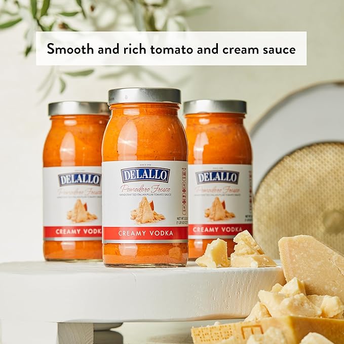 DeLallo Creamy Vodka Sauce (3-Pack) Pomodoro Fresco Made with Parmesan and Pecorino Romano Cheeses Tangy Sweet Tomato Flavor Gluten Free All Natural