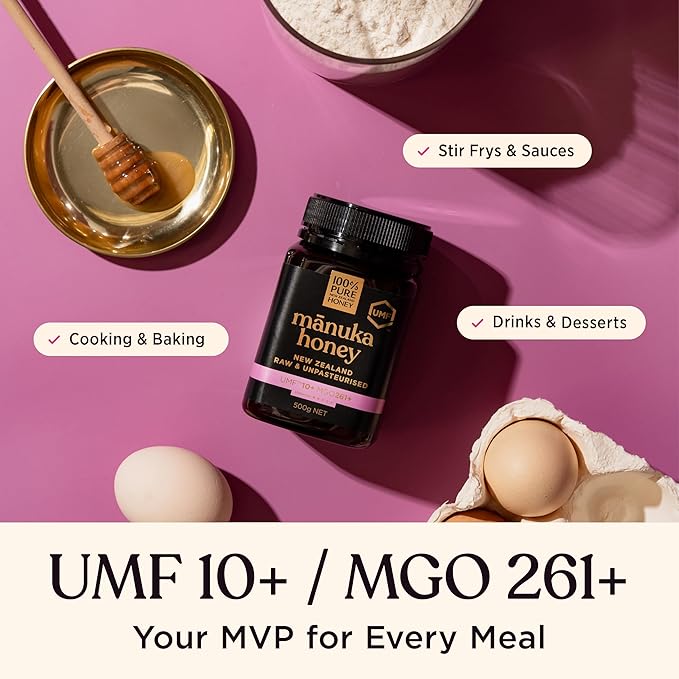 Manuka Honey UMF 10+ (MGO 261+) 100% Pure New Zealand Honey - Certified. Raw 8.8 Oz (250g)