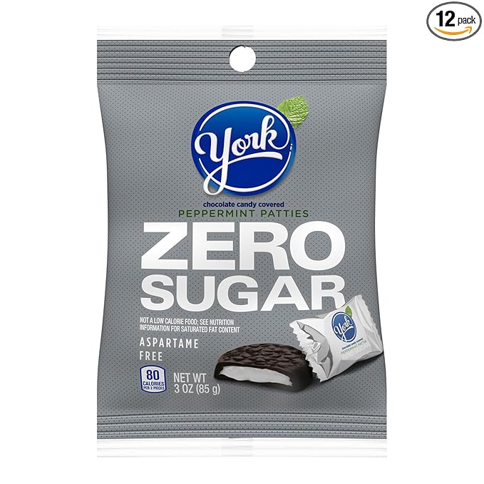 YORK Zero Sugar Chocolate Peppermint Patties Candy Bags 3 oz (12 Count)