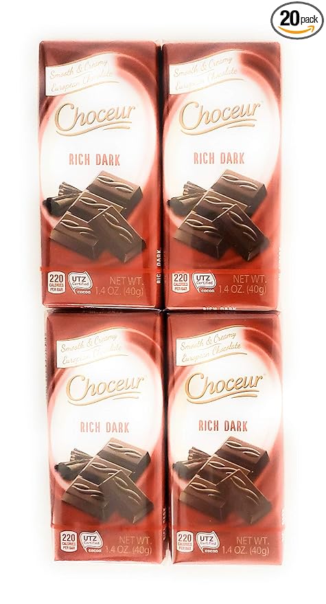 Choceur Rich Dark Chocolate Bars 1.4oz/40g Multi-pack (20 Bars)
