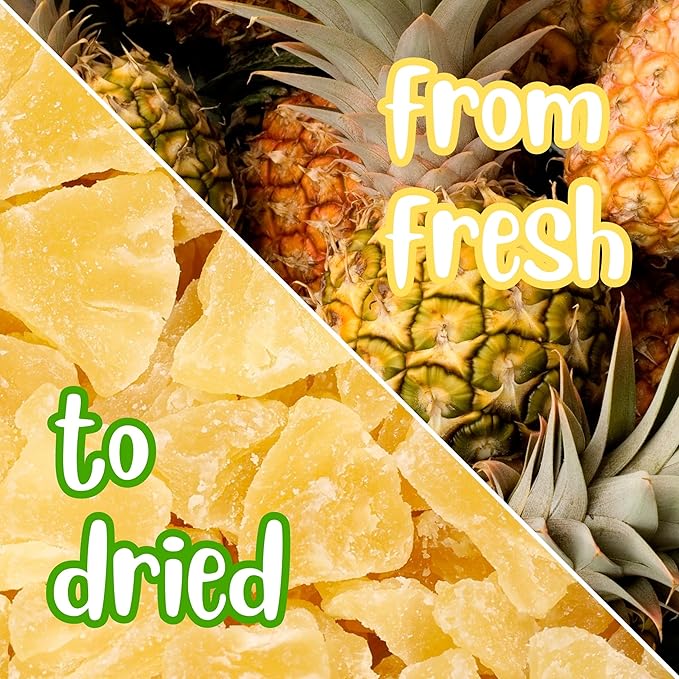 Delicious Dried Pineapple Chunks by It's Delish - 2 Lbs Bulk Bag | Lightly Sweetened Candied Fruit Low Sugar Vegan &amp Kosher Dry Fruit Snacks