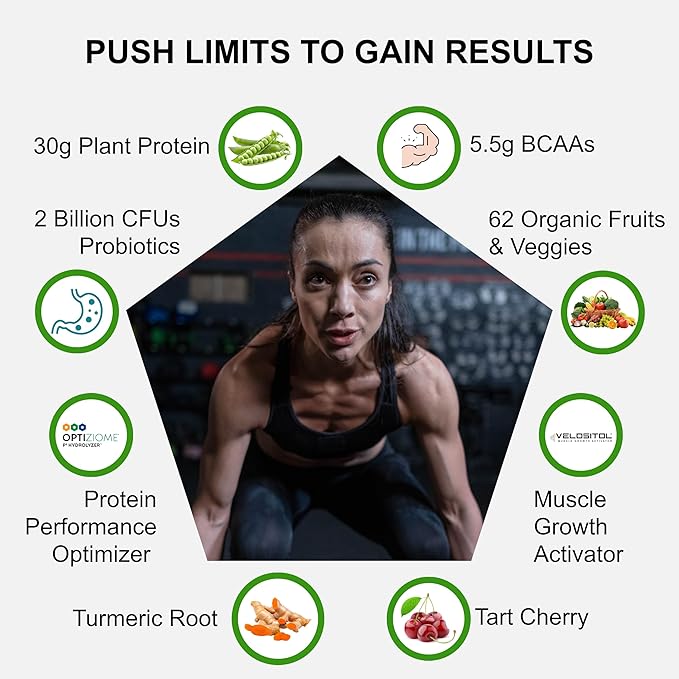 Vegan Sport Protein Powder Chocolate 20 servings – 30g Plant Based Protein VELOSITOL BCAAs Organic Greens &amp Fruits Probiotics Tart Cherry for Post Workout Recovery Inform Sports Certified Ke