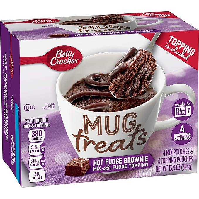 Betty Crocker Hot Fudge Brownie Mug Treat Cake Mix (Pack of 4)