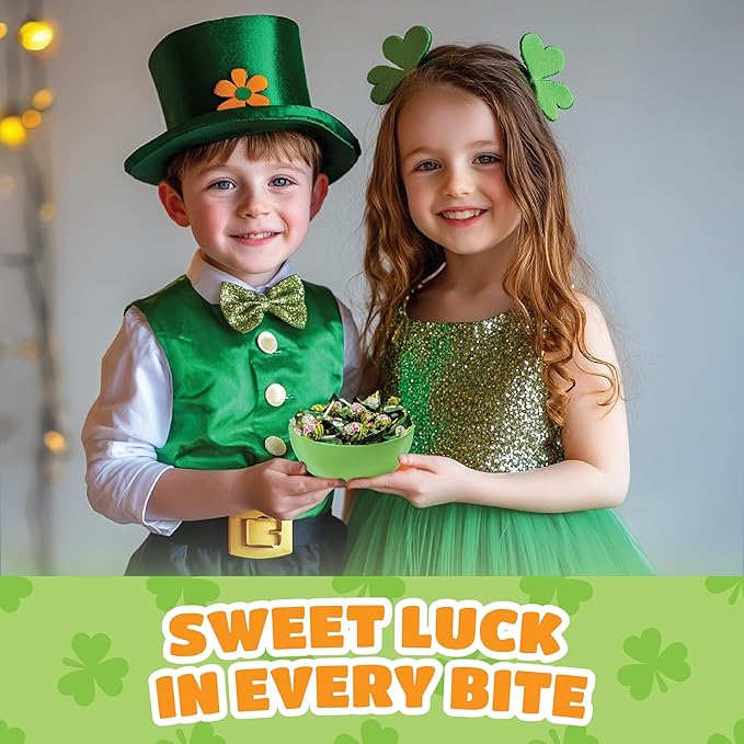 St Patrick's Day Candy Mix - 4 Pound Bulk Pack - Sour Apple Popping Rocks and Gum-Filled Lollipops - Individually Wrapped Party Favors &amp Goodie Bags Fillers - Sour Candy