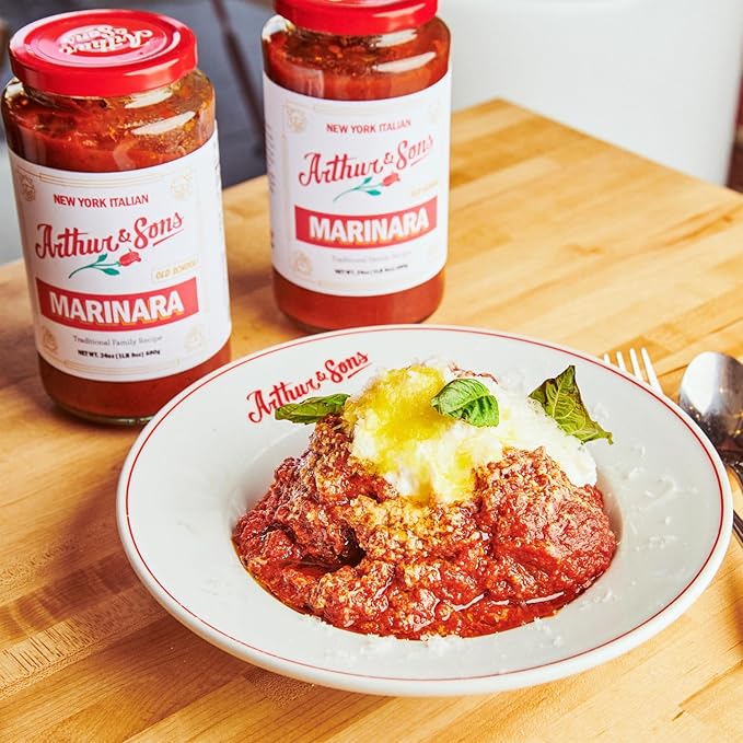 Arthur and Sons Marinara Sauce - Authentic Italian Recipe Premium Quality All-Natural Ingredients No Added Sugar Non-GMO Gluten-Free Perfect for Pasta Pizza and Dipping - 2 Pack (48oz)
