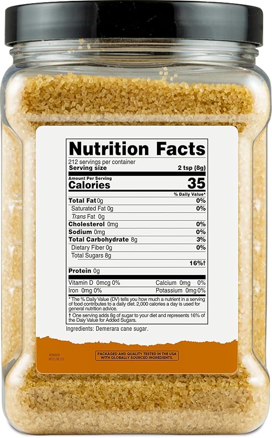 Nutricost Pantry Unrefined Demerara Sugar (4 Pound Bottle) :: Great for Baking Cooking Tea Coffee Etc. | Raw Cane Demerara Sugar with Zero Additives