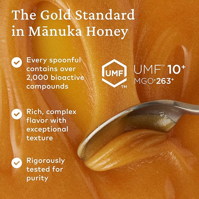 Comvita Manuka Honey UMF 10+ (MGO 263+) - Raw Manuka Honey New Zealand Pure &amp Unpasteurized Superfood for Immune Health Use in Tea Wild Monofloral Non-GMO - 500g (17.6 oz)