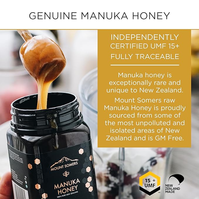Mount Somers Premium Manuka Honey MGO 514+ / UMF 15+ 100% Pure New Zealand Manuka Honey - Genuine Natural Superfood - UMF Certified &amp Traceable 8.8oz Jar
