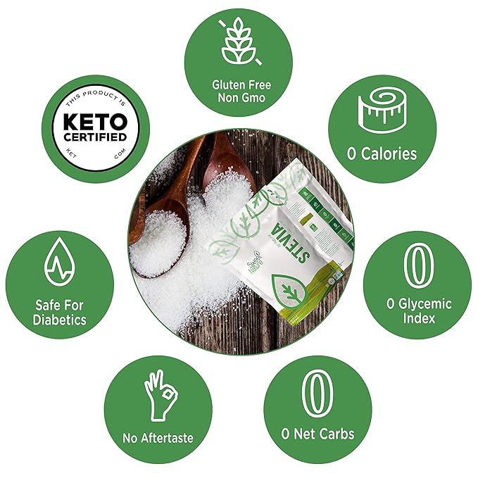 Sweet Nature | Stevia Erythritol Sweetener Powder - Keto Sugar Substitute for Diabetics - Vegan Low Carb Healthy 100% Natural and Kosher (32 Oz)