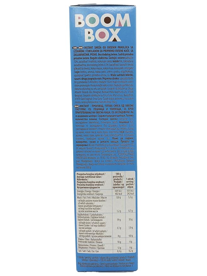 BOOM BOX Hazelnut Chocolate Oatmeal - 30g - Nutty and Chocolaty Breakfast Delight
