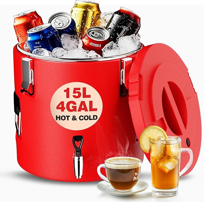 WantJoin Insulated Beverage Dispenser - 4 Gallon Hot and Cold Drink Container with 304 Stainless Steel Interior for Iced Coffee Juice Chocolate Tea Milk Restaurant Party Sports Camping