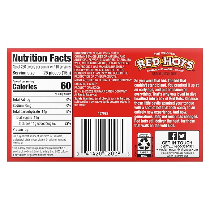 Wonka Red Hots Cinnamon Flavored Hard Candy 5.5 Ounce Theater Candy Boxes (Pack of 12)