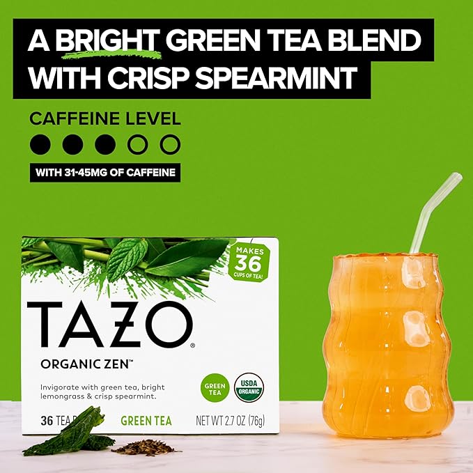 TAZO Organic Zen Green Tea Green Tea Zen for Health and Wellness 144 Total Tea Bags (36ct - Pack of 4)