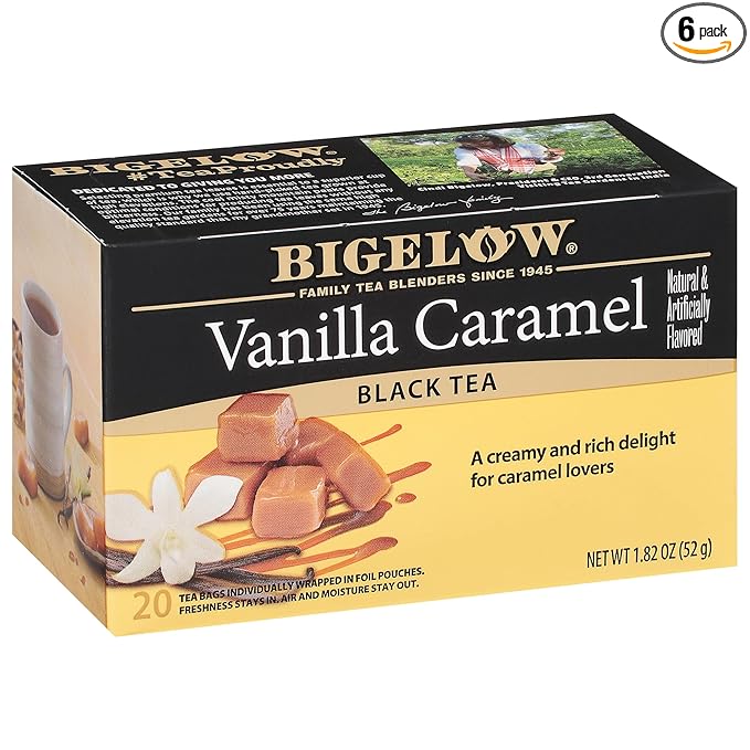 Bigelow Tea Vanilla Caramel Black Tea Caffeinated Tea with Vanilla Caramel 20 Count Box (Pack of 6) 120 Total Tea Bags
