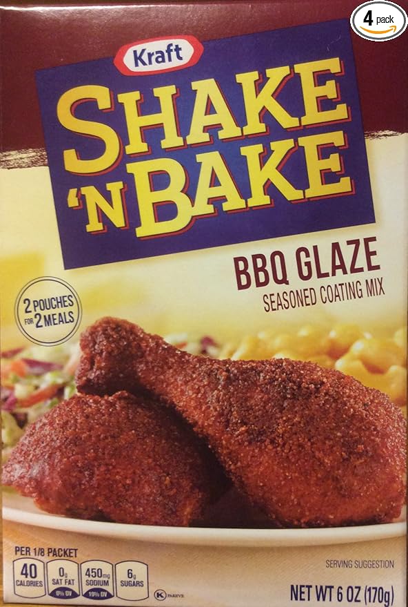 Shake 'N Bake BBQ GLAZE Seasoned Coating Mix 6oz. (4 Boxes)