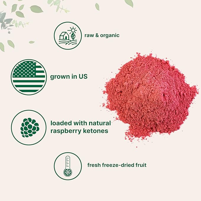 Organic Raspberry Juice powder 8oz | 100% Natural Fruit Powder | Freeze-Dried Raspberries Source | No Sugar &amp Additives | Great Flavor for Drinks Smoothie &amp Beverages | Non-GMO &amp Vegan