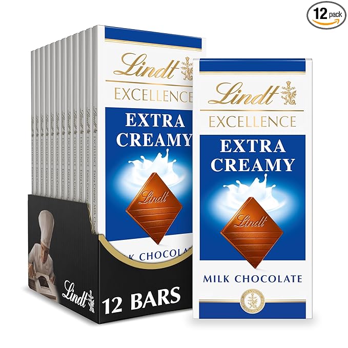 Lindt EXCELLENCE Extra Creamy Milk Chocolate Bar Milk Chocolate Candy 3.5 oz. (12 Pack)