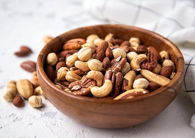 Organic Deluxe Nuts Mix 1 Pound — A Blend of Dry Roasted Pecans Cashews Filberts Almonds and Brazil Nuts with Himalayan Salt. Non-GMO Oven Roasted and Lightly Salted. No Oil Added Kosher Bulk