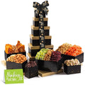 NUT CRAVINGS - Thinking of You Nuts &amp Dried Fruits Tower Gift Basket with TY Ribbon + Greeting Card (12 Assortments) Food Arrangement Healthy Snack Care Package Food Assortments