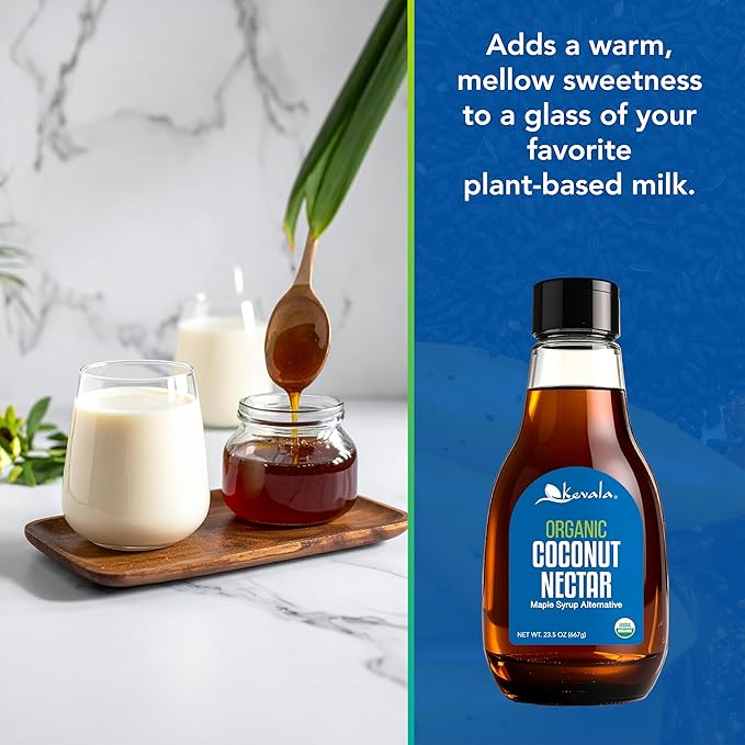 Kevala Organic Coconut Nectar - No Gluten Vegan Sugar Free Essence Natural Maple Syrup Alternative Extract From Coconuts Great for Pancakes - 23.5 oz (1-pack (23.5 oz)) (3-pack (70.5 oz))