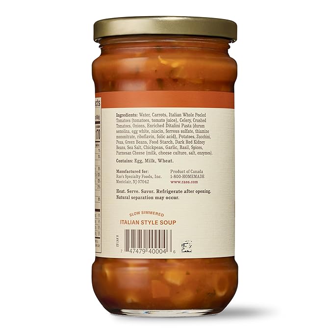 Rao's Homemade Vegetable Minestrone Soup 16oz (Pack of 6)