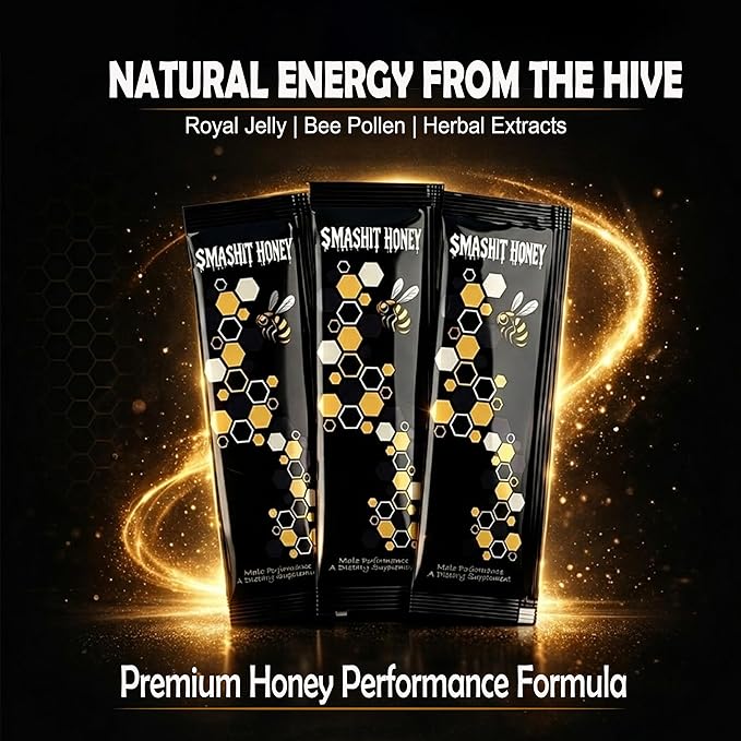 Smashit Honey Packs – 20g Sleeves/Sachets | Individual Honey Packets with Pure Honey &amp Bee Pollen | Raw Honey &amp Royal Jelly Blend | Travel-Friendly Single Serve Sachets (Pack of 3)