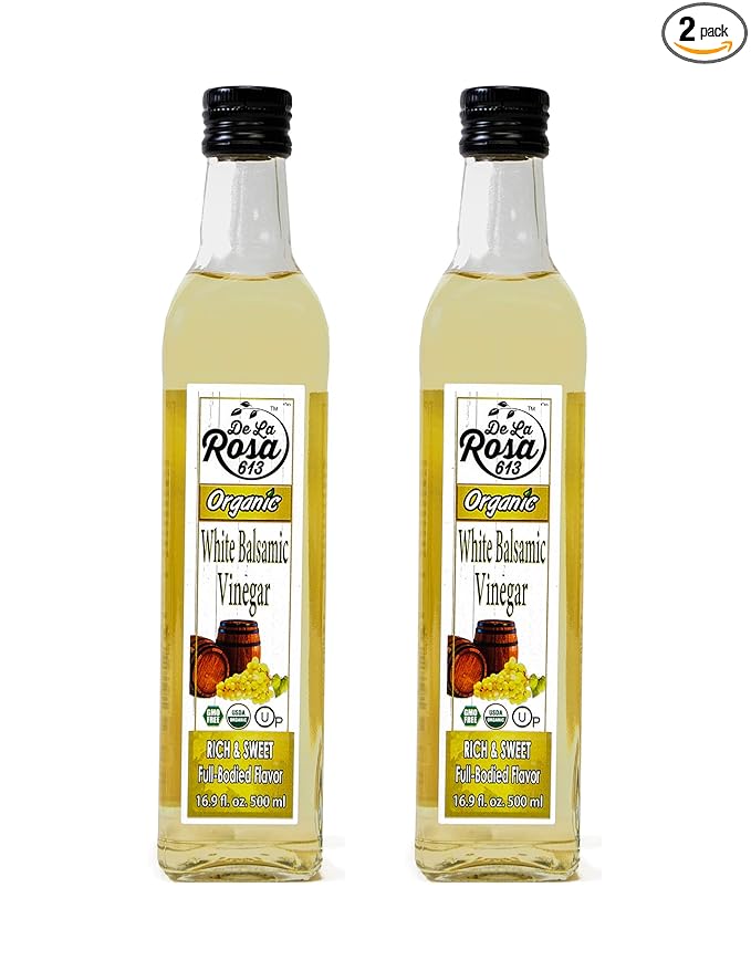 De La Rosa Organic White Balsamic Vinegar Kosher for Passover Vegan &amp Gluten-Free Great for Salad Dressing Marinades Organic Balsamic Vinegar 16.9 Oz (Pack of 2)