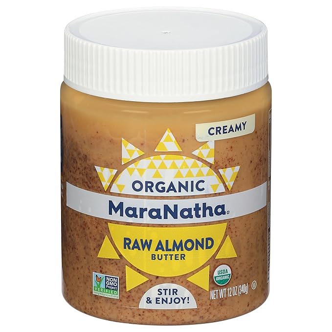 MaraNatha Organic Creamy Raw Almond Butter 12 Ounce Jar