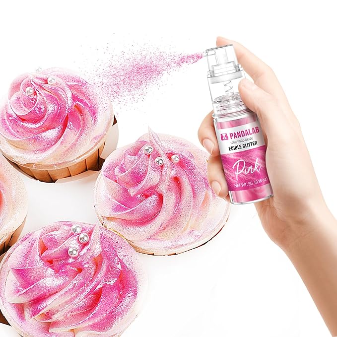 Edible Glitter Spray – Pandalab Food Grade Drink Shimmer Powder Luster Dust Spray for Cocktails Cakes Cupcakes Chocolate &amp Baking Pink Blue Green Purple 5g / Bottle