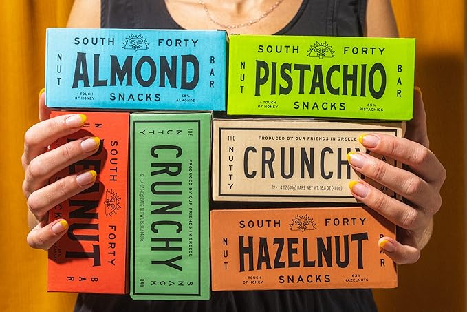 South 40 Snacks Crunchy Almond Bar Just 4 Ingredients Touch of Honey (40g Bar Pack of 12)