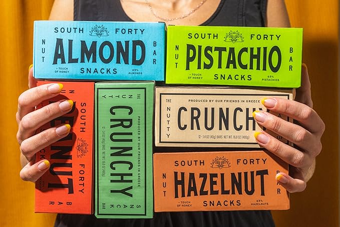 South 40 Snacks Crunchy Hazelnut Bar Just 4 Ingredients Touch of Honey (40g Bar Pack of 12)