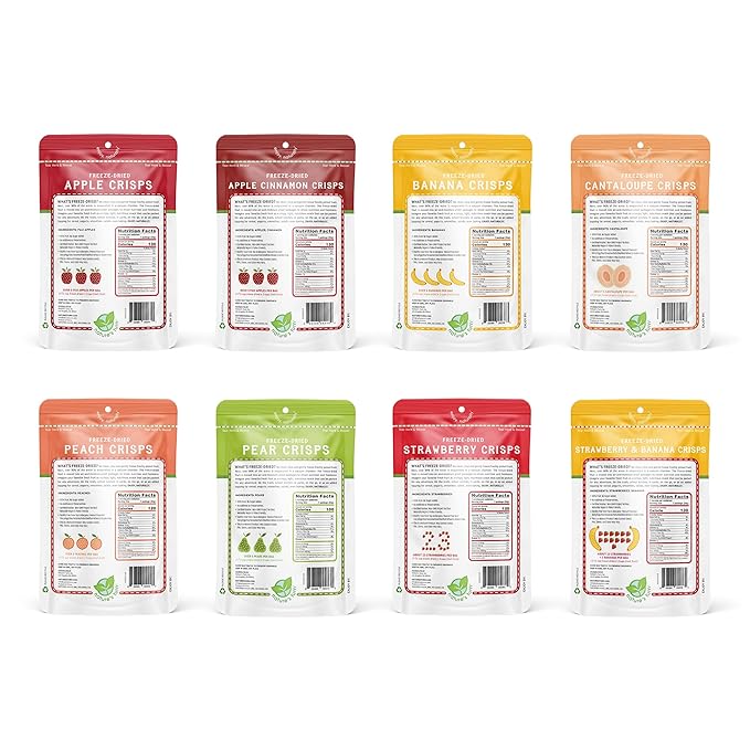 Nature’s Turn Freeze-Dried Fruit Crisps –Healthy Gluten-FreeCrispy &amp Delicious Plant-Based Snack Ideal for Cereal Smoothies School Lunches &amp On-the-Go Sampler Variety Bags of 8 (1.2 oz