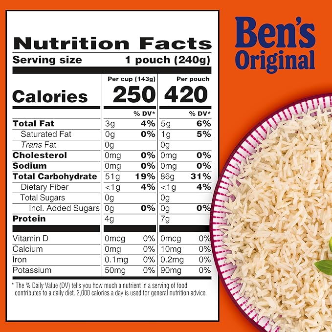 BEN'S ORIGINAL Ready Rice Jasmine Rice Easy Dinner Side 8.5 oz Pouch (Pack of 12)