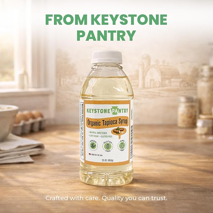 Keystone Pantry Organic Tapioca Syrup – 23 OZ Bottle – Vegan Gluten Free – HFC Corn Syrup Substitute – Syrup for Baking Alternative Sweetener – Make Homemade Fudge Ice Cream &amp More – 3 BOTTLES