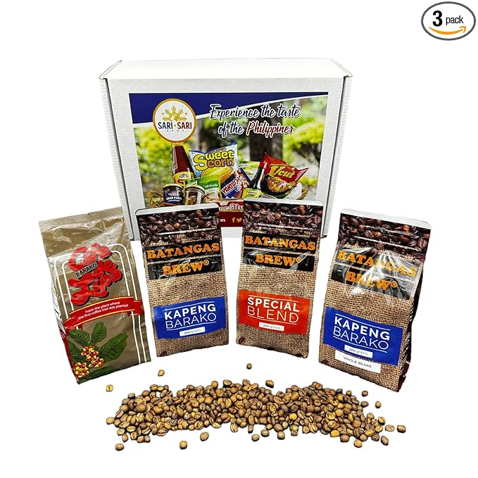 Batangas Kapeng Barako Gift Set Premium Filipino Coffee Beans &amp Ground Brew Strong Barako from Batangas (300g Cafe De Lipa Regular Special &amp Whole Beans)