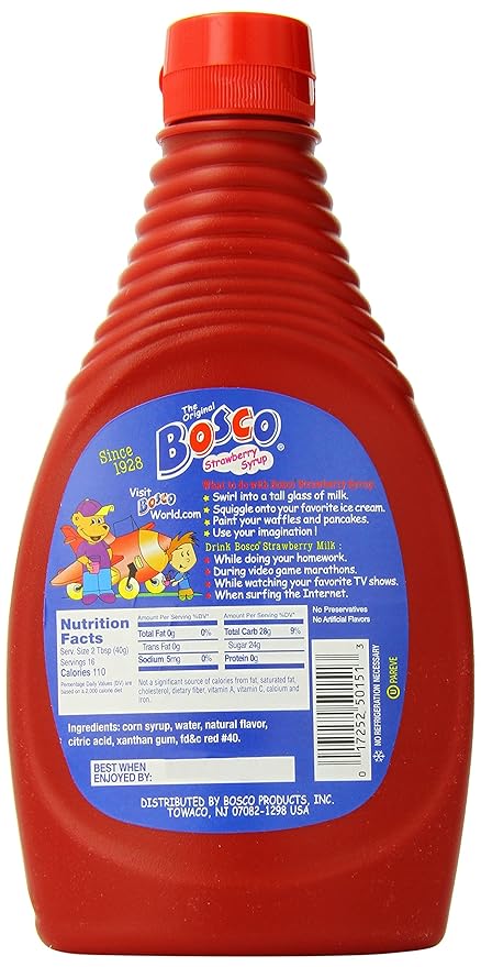 Bosco Syrup Strawberry 22 Ounce (Pack of 12)