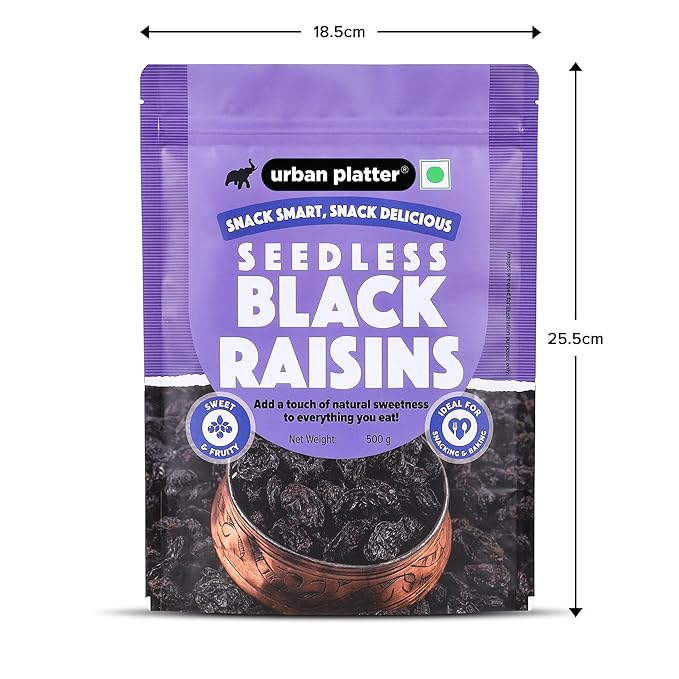 Urban Platter Seedless Black Raisins 500g