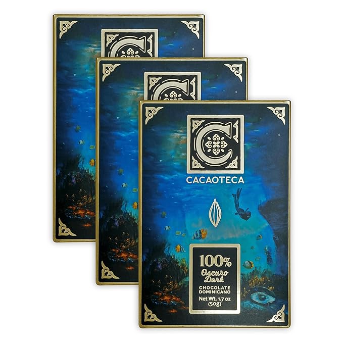 Cacaoteca 100% Dark Chocolate 3 Pack - Dominican Chocolate - Bean-to-Bar Direct Sourced - Soy-Free Gluten-Free Vegan - Bundle
