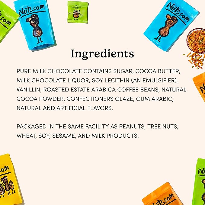 Nuts.com – Milk Chocolate Covered Espresso Beans – Sweet &amp Delicious Gourmet Snack for Adults Good Source of Antioxidants &amp Caffeine – For Office Holiday Parties &amp Home Snacking – Kosher