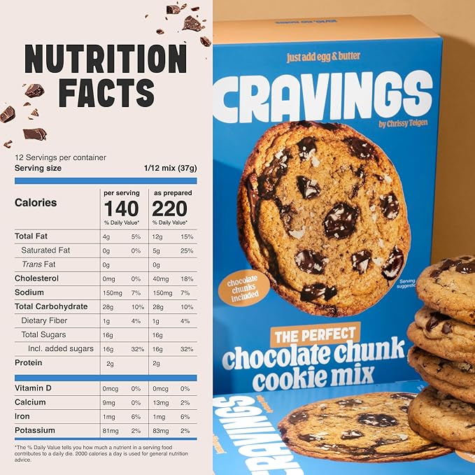 Cravings by Chrissy Teigen 6-Piece Bundle with 15.76 oz Chocolate Chip Cookie Mix (Pack of 3) &amp 12.1 oz Peanut Butter Oatmeal Brown Sugar Cookie Mix (Pack of 3)