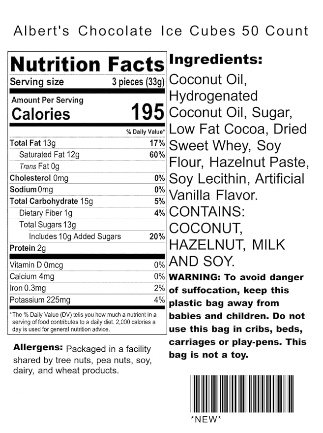 Albert's Chocolate Ice Cubes 50 Count