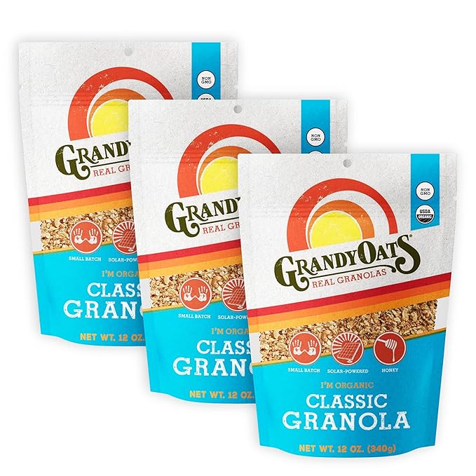 GrandyOats Classic Granola Certified Organic 12oz bags (Pack of 3)