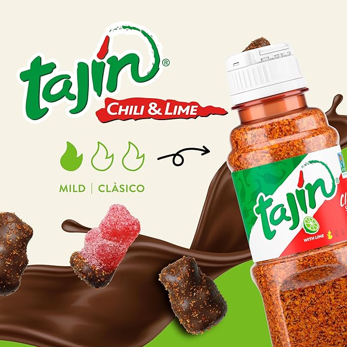Snak Club Tajin Chocolatey Gummy Bears Assorted Chocolate Covered Fruit Candy Gummies with Chili and Lime Seasoning Mild Gluten-Free Snacks 2 oz Snack Bags 12 Pack