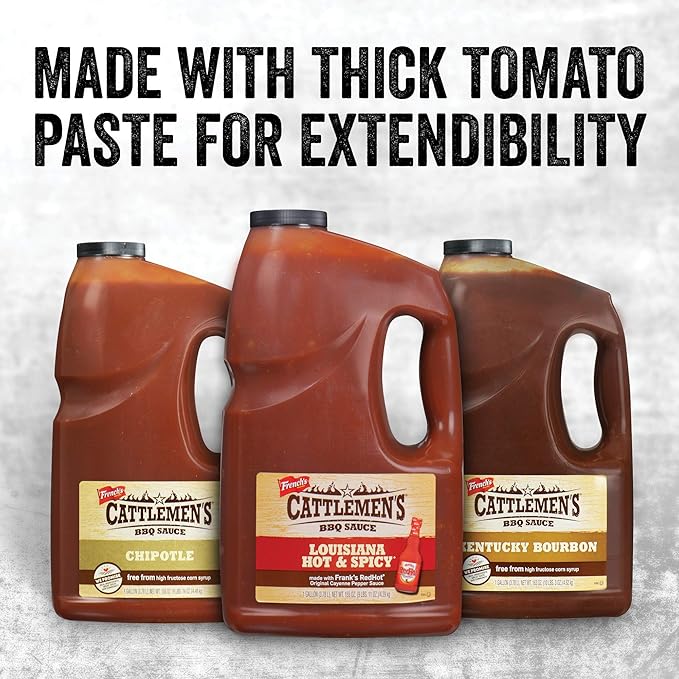 Cattlemen's Louisiana Hot &amp Spicy BBQ Sauce 1 gal - One Gallon Container of Spicy Barbeque Sauce Made with Ripe Tomatoes Best on Shrimp Chicken Tacos Meatballs and More